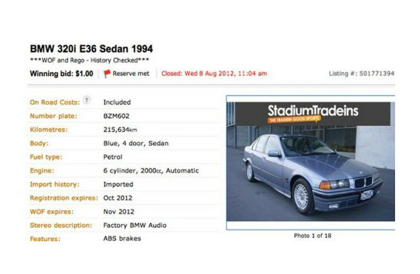BMW 320i din 1994, vândut pe internet pentru un dolar - Poza 1