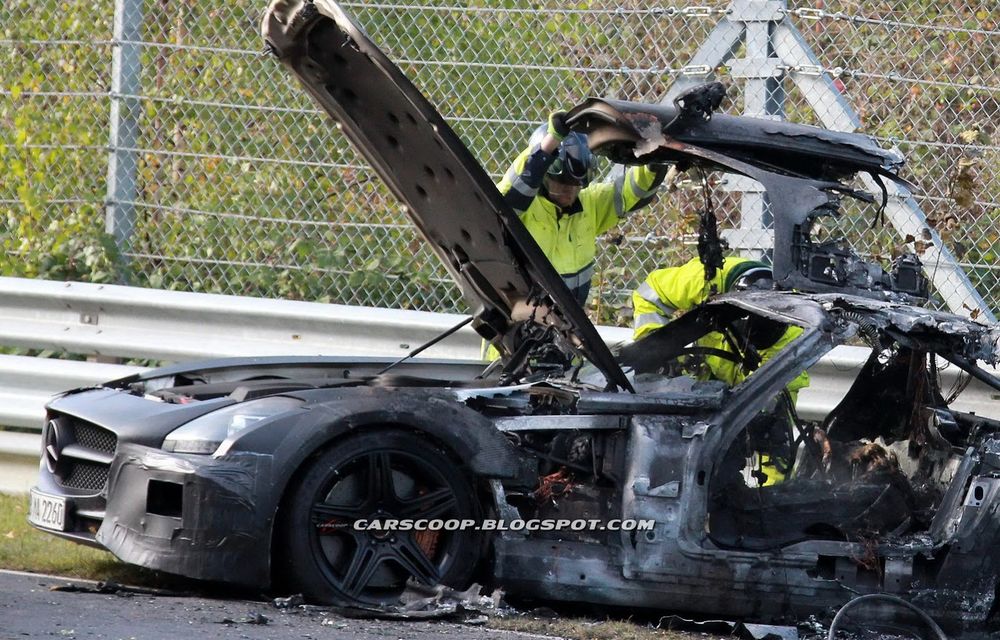 Un prototip Mercedes SLS AMG Black Series, incendiat pe Nurburgring - Poza 11