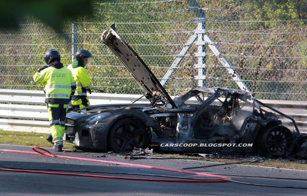Un prototip Mercedes SLS AMG Black Series, incendiat pe Nurburgring - Poza 7