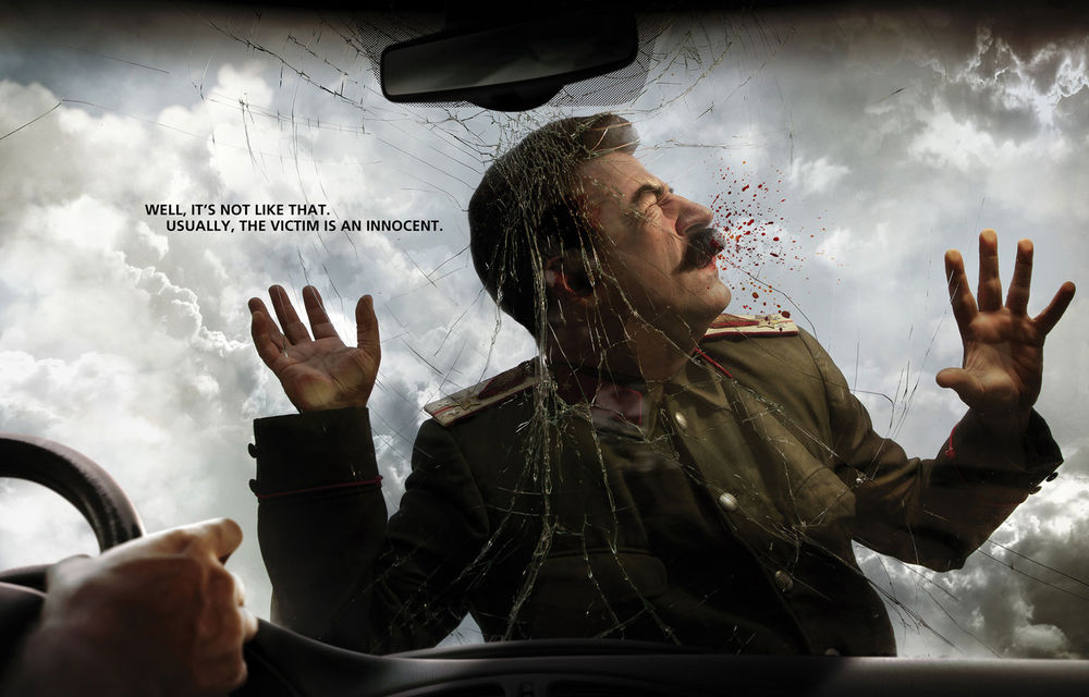 Hitler, Stalin şi Saddam Hussein, într-o campanie inteligentă pentru sensibilizarea şoferilor din România - Poza 2