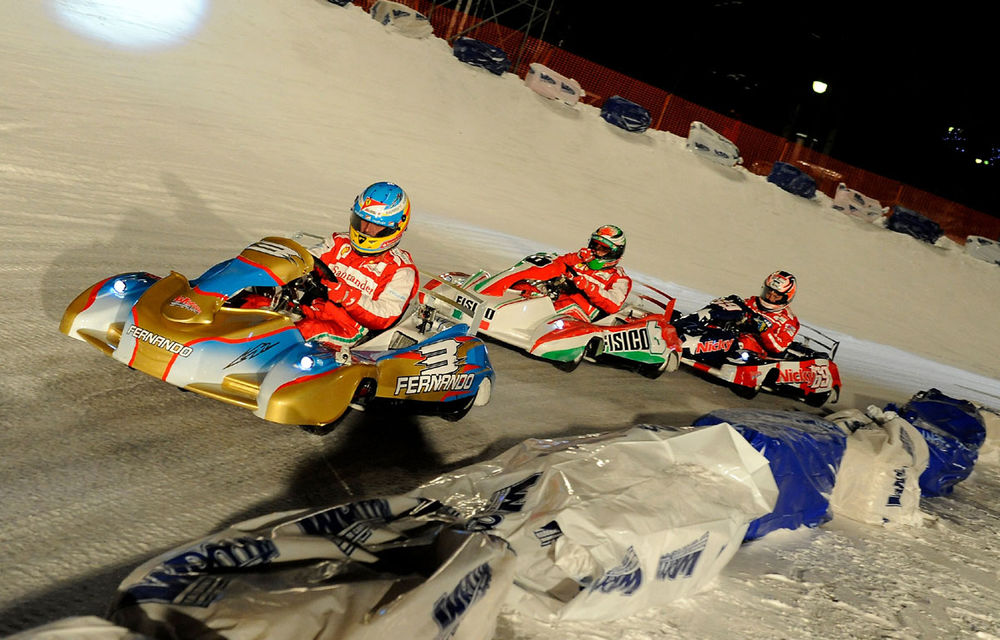 VIDEO: Alonso a câştigat cursa de karting pe gheaţă după un acroşaj cu Massa - Poza 10