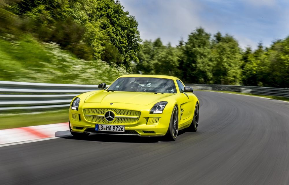 Mercedes SLS AMG EV a devenit cel mai rapid model electric pe circuitul de la Nurburgring - Poza 3