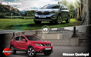 Duelurile zilei în Autovot 2015: Kia Sorento vs. Nissan Qashqai şi Mercedes-Benz Clasa V vs. Smart Fortwo