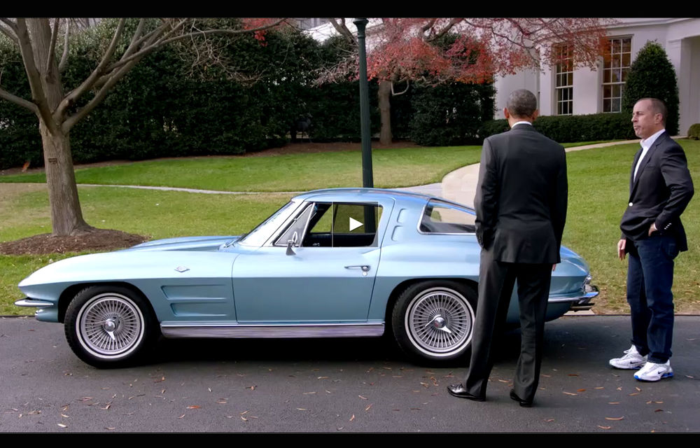 Cadou de sfârșit de an: Barack Obama, invitatul lui Jerry Seinfeld într-un Corvette Stingray din 1963 - Poza 1