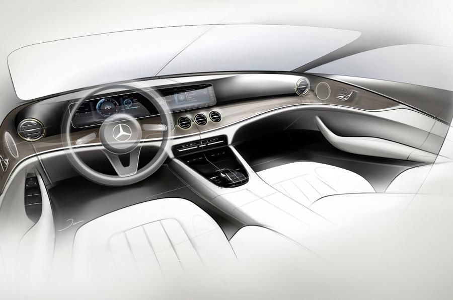 Prima schiță a noului Mercedes E-Klasse și două clipuri video anunță spiritul ”glamour” al noii generații - Poza 2