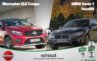 David versus Goliat astăzi în Autovot 2016: BMW Seria 1 și Mercedes GLE Coupe se bat în competiția popularității