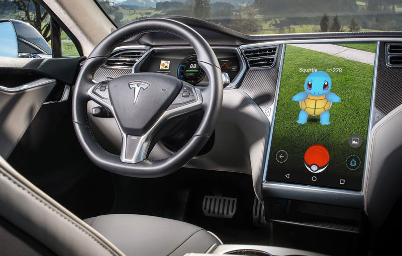Isteria Pokemon Go continuă: un american a instalat jocul pe display-ul central al unui Tesla Model S - Poza 1