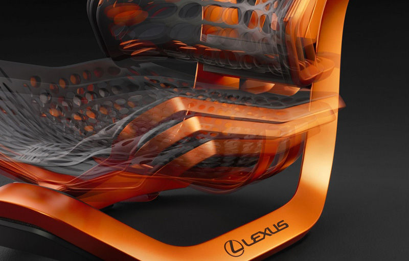 Scaunul auto al viitorului imaginat de Lexus: spătar cinetic care se adaptează la forma corpului şi forţele externe - Poza 1
