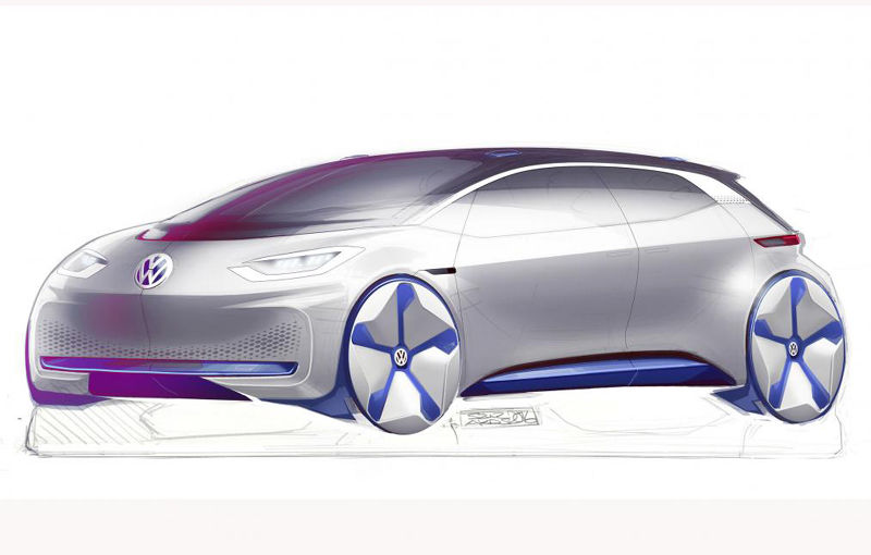Imagine completă: Volkswagen publică schiţe cu designul exterior al conceptului electric &quot;la fel de revoluţionar ca Beetle&quot; - Poza 1