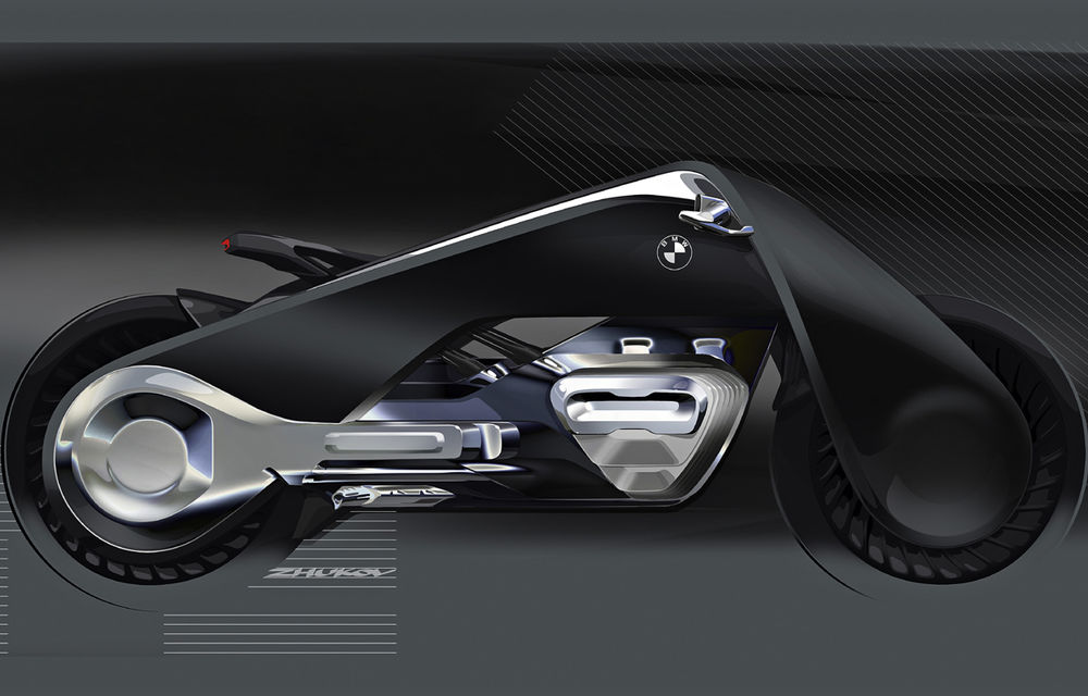Un nou concept pentru centenarul BMW: Vision Next 100, motocicleta electrică fără accidente pentru care nu ai nevoie de cască şi costum - Poza 3