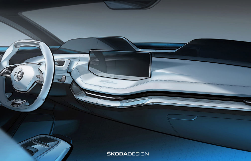 Skoda ne invită în interiorul conceptului său electric: Vision E va avea scaune care se rotesc și un volan retractabil - Poza 5