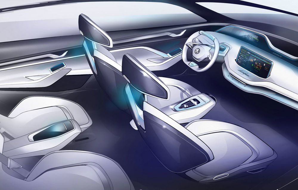 Skoda ne invită în interiorul conceptului său electric: Vision E va avea scaune care se rotesc și un volan retractabil - Poza 1