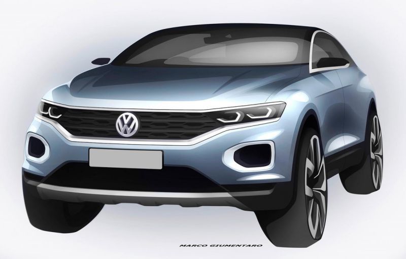 Volkswagen continuă campania de teasing a SUV-ului T-Roc: două schițe noi cu fratele mai mic al lui Tiguan - Poza 1