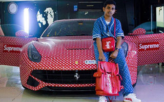 Tu ce cadou primeai la 15 ani? Un puști din Dubai a primit un Ferrari F12 Berlinetta, pe care l-a „îmbrăcat” în logo-ul Louis Vuitton