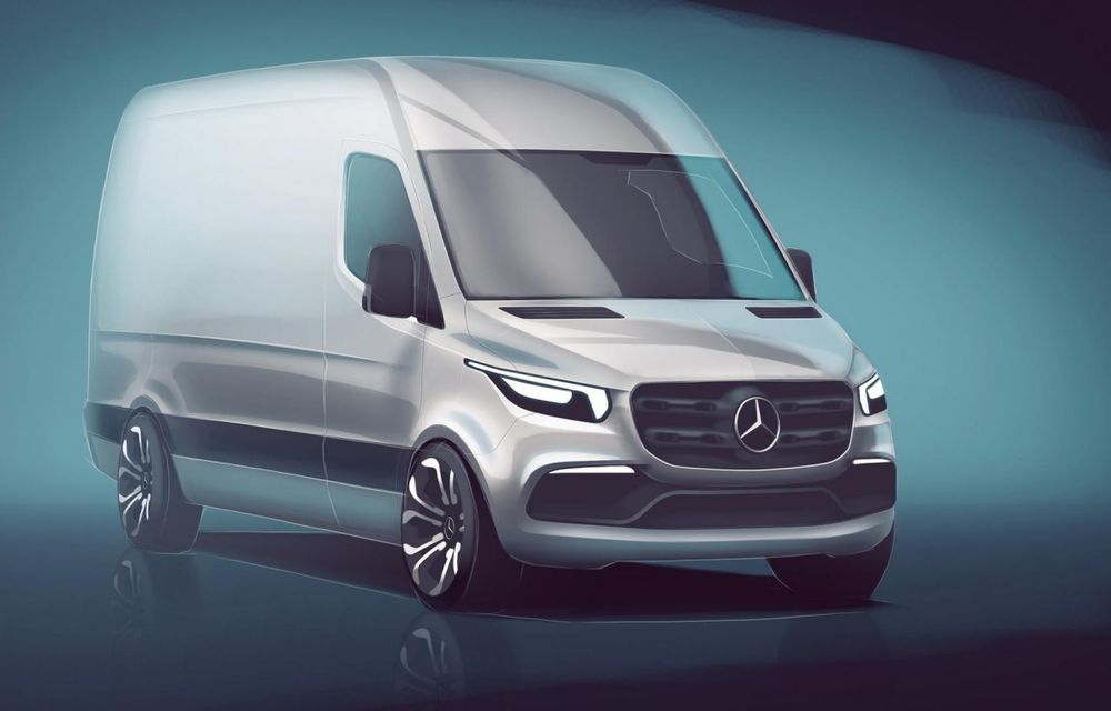 Mercedes-Benz a publicat prima schiță cu viitoarea generație Sprinter: debutul comercial are loc în 2018 - Poza 1