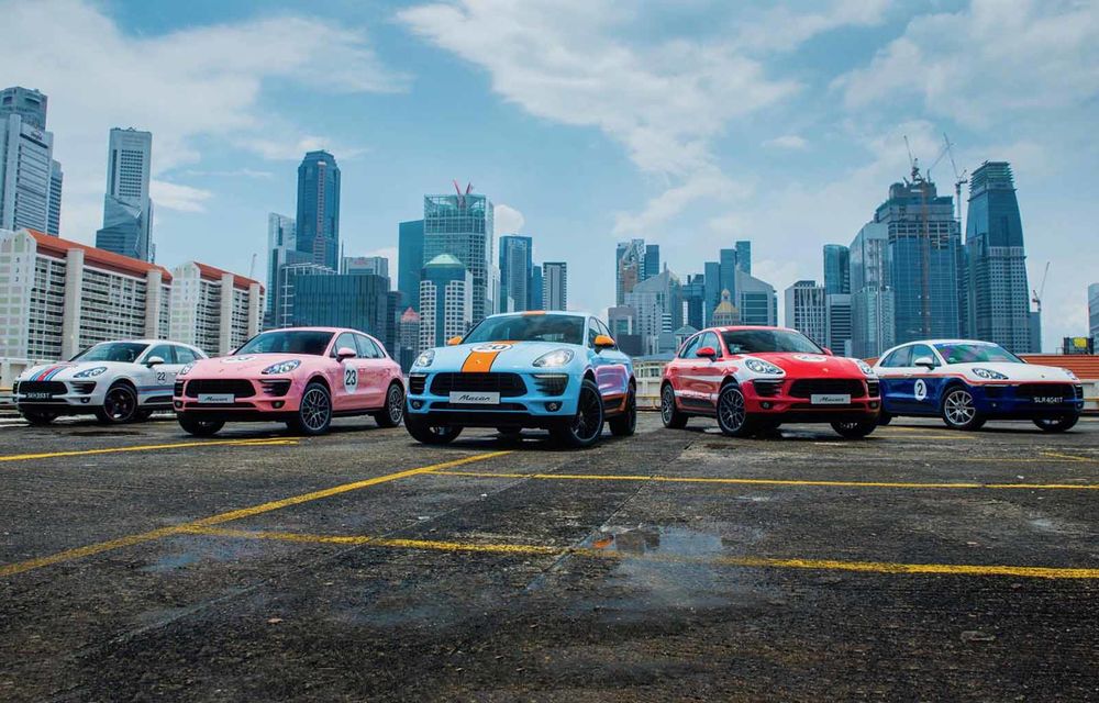 Campanie în Singapore: Porsche Macan promovat cu ajutorul unor &quot;haine&quot; celebre în motorsport - Poza 1