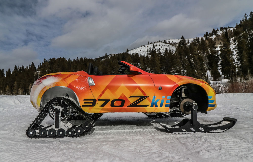 Nissan 370Z Roadster, transformat în snowmobil: sportiva japoneză primește o versiune specială pentru pârtiile de schi - Poza 5