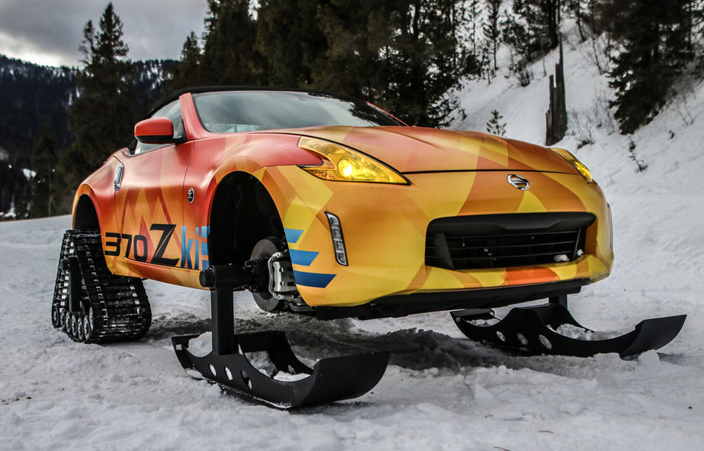 Nissan 370Z Roadster, transformat în snowmobil: sportiva japoneză primește o versiune specială pentru pârtiile de schi - Poza 3