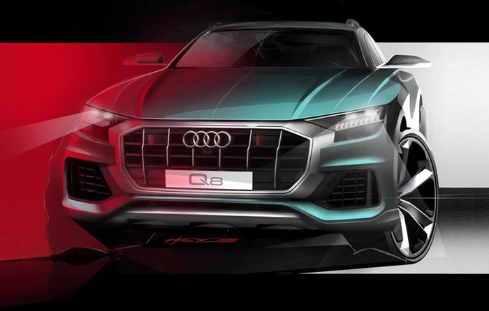 Audi Q8 primește un nou teaser: partea frontală a SUV-ului, dezvăluită înainte de lansarea din 5 iunie - Poza 1