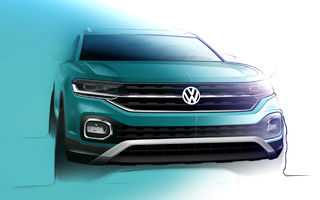 Teasere cu Volkswagen T-Cross: germanii prezintă schițe cu designul exterior și interior al noului SUV subcompact