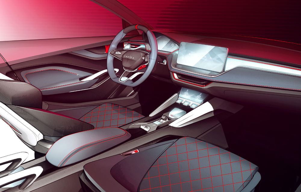 Primele detalii despre interiorul conceptului Skoda Vision RS: elementele de design ar putea ajunge pe viitoarea generație Skoda Rapid - Poza 1