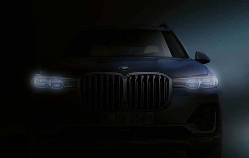Primul teaser pentru BMW X7: imaginea dezvăluie forma grilei frontale și a blocurilor optice - Poza 1