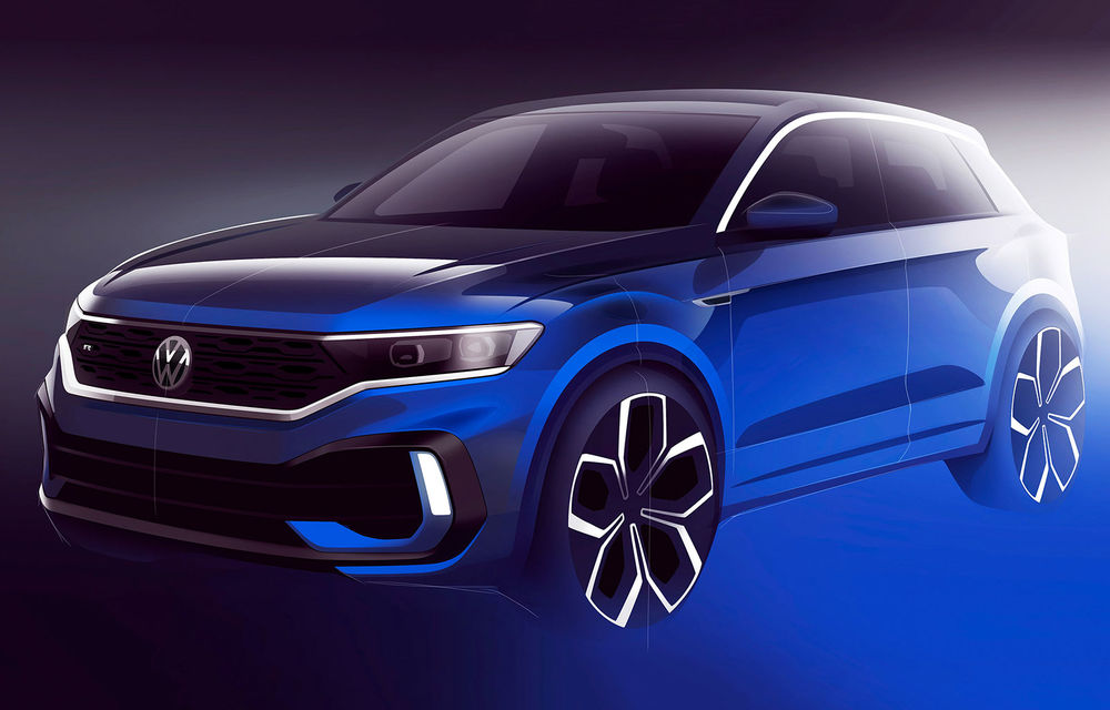 Prima schiță cu viitorul Volkswagen T-Roc R: SUV-ul de performanță va fi prezentat la Geneva - Poza 1