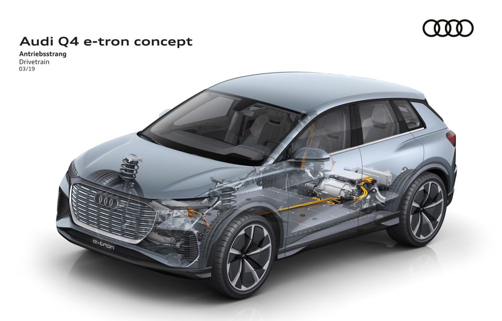 Audi prezintă conceptul Q4 e-tron: SUV-ul electric are tracțiune integrală, peste 300 CP și autonomie de 450 km: versiune de serie la sfârșit de 2020 - Poza 5