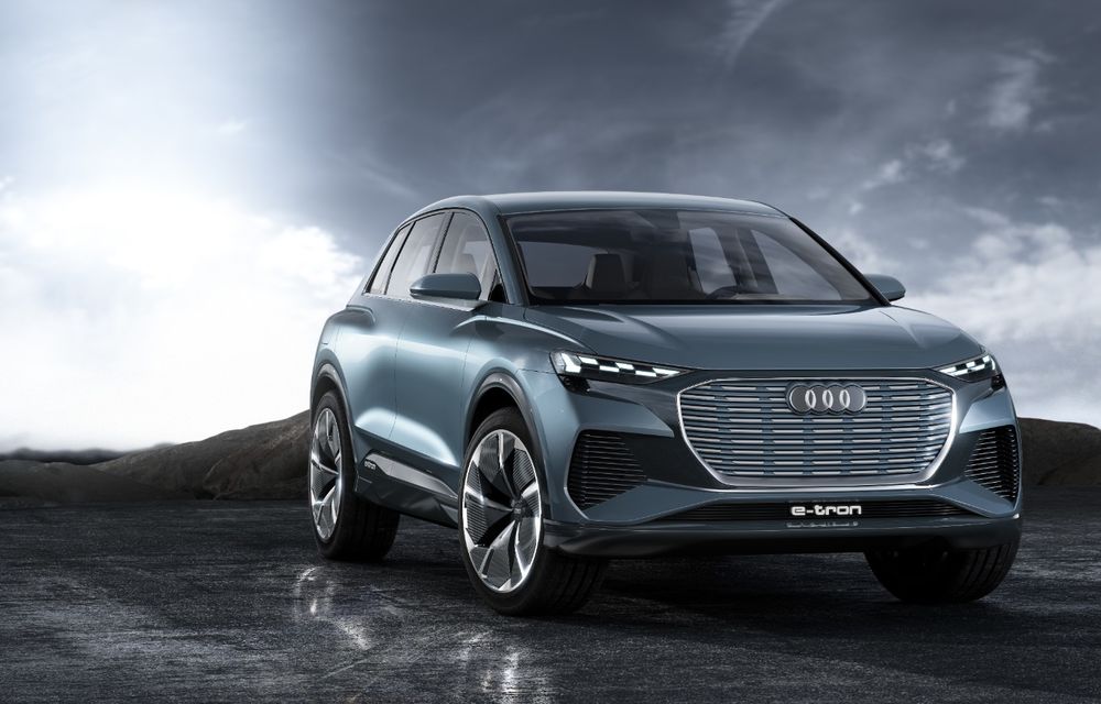 Audi prezintă conceptul Q4 e-tron: SUV-ul electric are tracțiune integrală, peste 300 CP și autonomie de 450 km: versiune de serie la sfârșit de 2020 - Poza 1