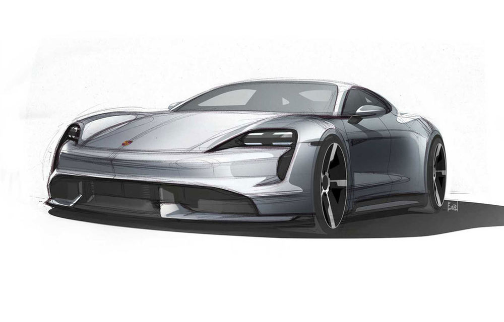 Primele schițe cu viitorul Porsche Taycan: modelul electric debutează în luna septembrie - Poza 1