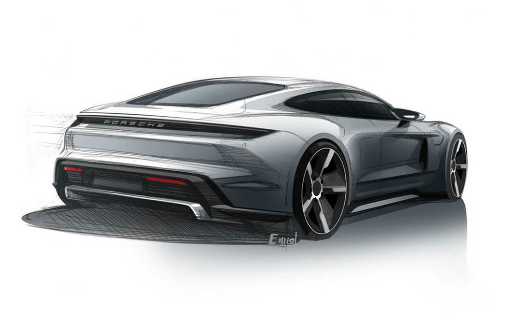 Primele schițe cu viitorul Porsche Taycan: modelul electric debutează în luna septembrie - Poza 2