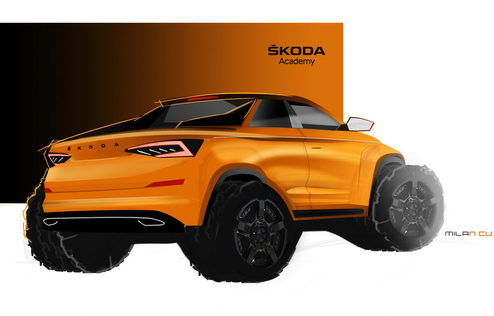 Cum ar putea arăta o versiune pick-up pentru Skoda Kodiaq: 35 de studenți din Cehia își imaginează designul - Poza 1