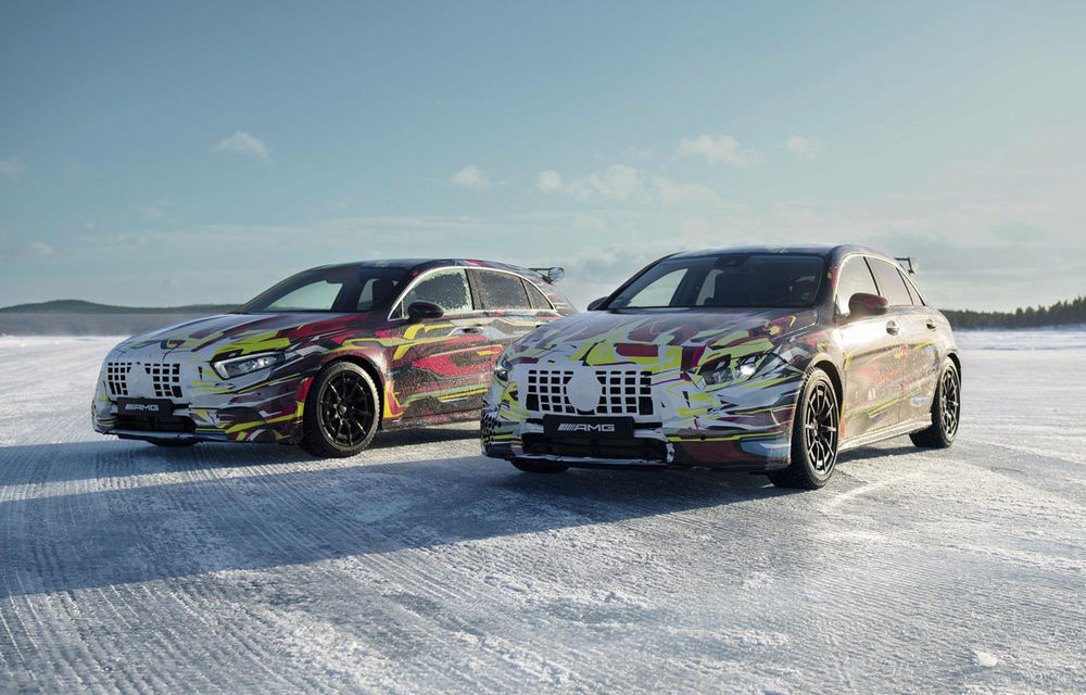 Update: Teasere noi cu viitorul Mercedes-AMG A45: nemții testează Hot Hatch-ul pe lacurile înghețate din Suedia - Poza 1