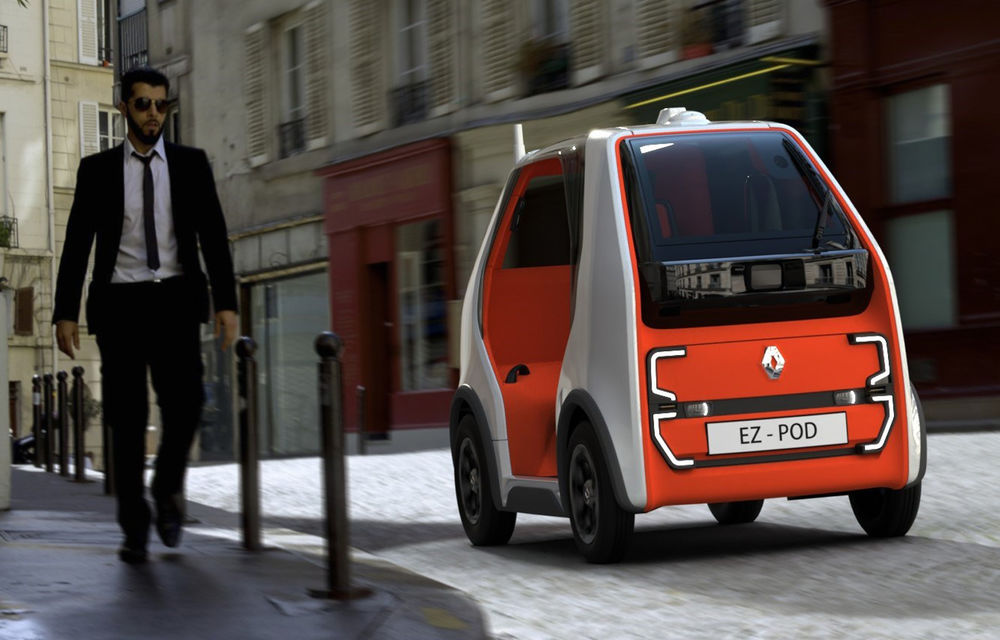 Renault EZ-Pod: concept bazat pe Twizy pentru un vehicul de transport autonom pe distanțe scurte - Poza 1