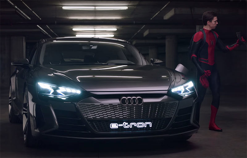 Audi e-tron GT își continuă cariera la Hollywood: conceptul electric apare într-un clip de promovare dedicat peliculei Spider-Man: Far From Home - Poza 1