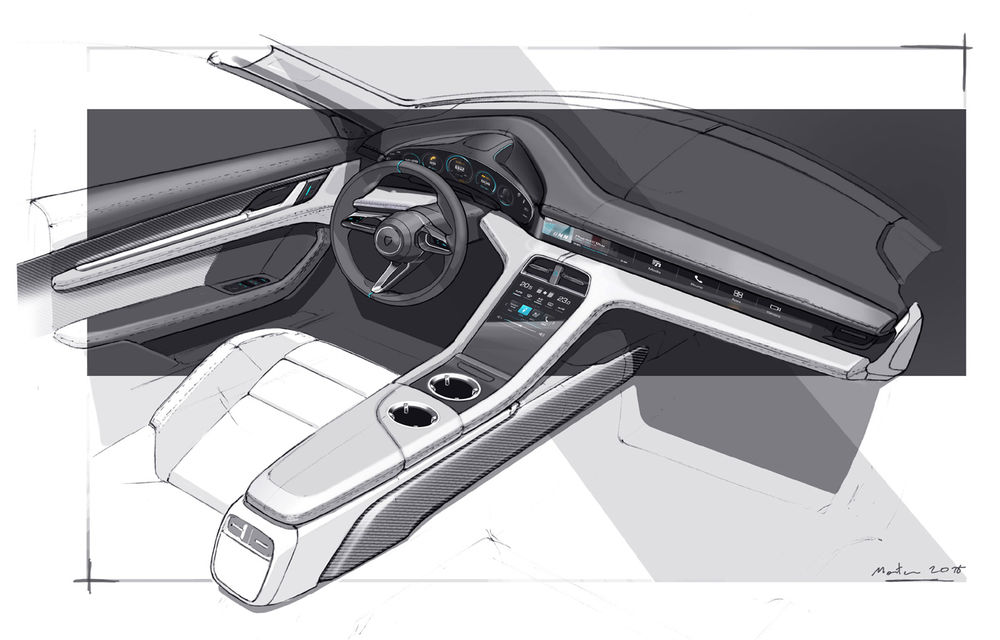 Porsche prezintă interiorul sportivei electrice Taycan: 5 ecrane, inclusiv unul de 16.8 inch și unul opțional pentru pasagerul din dreapta - Poza 4