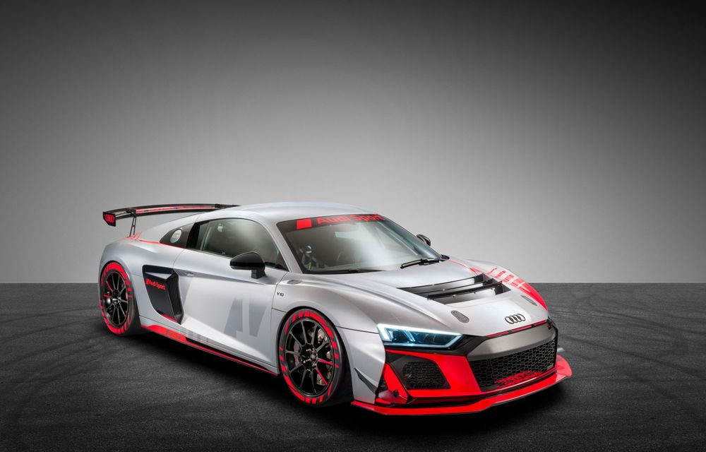 Audi a prezentat noua versiune R8 LMS GT4: versiunea de circuit oferă 495 CP și roți motrice spate - Poza 22