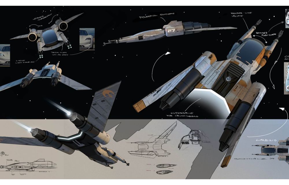 Primele schițe cu nava spațială dezvoltată de Porsche pentru noua peliculă Star Wars: The Rise of Skywalker - Poza 5