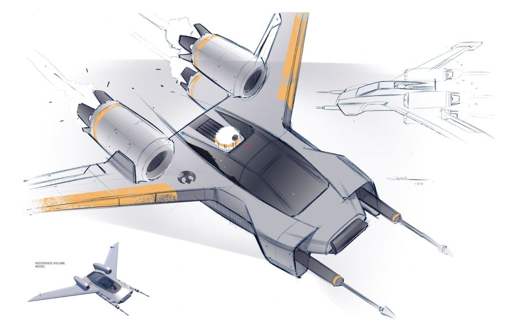 Primele schițe cu nava spațială dezvoltată de Porsche pentru noua peliculă Star Wars: The Rise of Skywalker - Poza 2