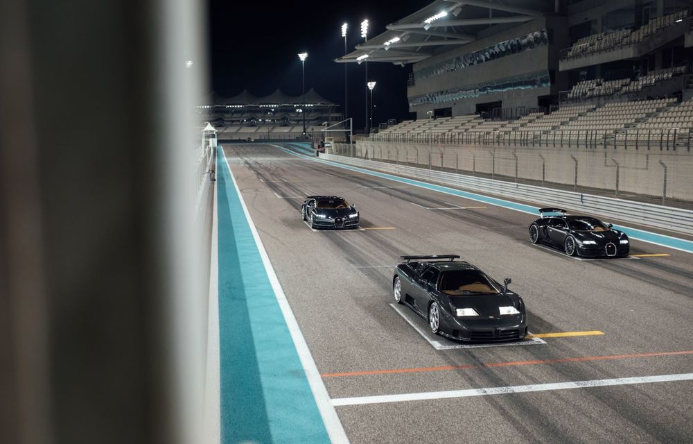 Ședință foto cu &quot;Sfânta Treime&quot; a gamei Bugatti: EB110, Veyron și Chiron au pozat în Dubai - Poza 5
