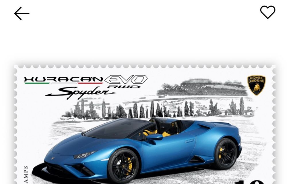 Lamborghini a pregătit un timbru digital cu noul Huracan Evo Spyder RWD: ediție limitată la 20.000 de unități - Poza 2