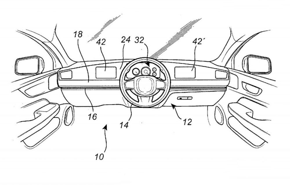 Volvo a înregistrat un patent inedit: volanul mașinii se poate glisa dintr-o parte în alta a interiorului - Poza 1