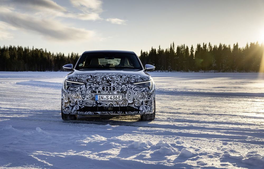 OFICIAL: Imagini cu viitorul Audi e-tron Sportback facelift în timpul testelor de iarnă - Poza 3