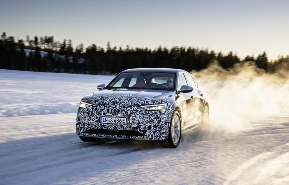 OFICIAL: Imagini cu viitorul Audi e-tron Sportback facelift în timpul testelor de iarnă - Poza 4