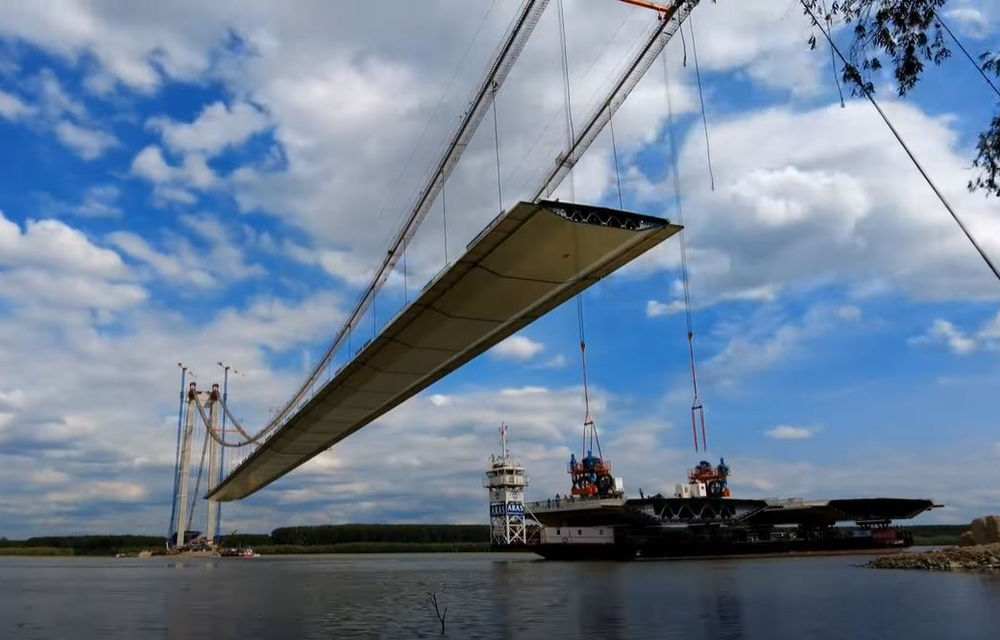 Cum progresează podul peste Dunăre de la Brăila: a fost montat mai bine de jumătate din tablier - Poza 1