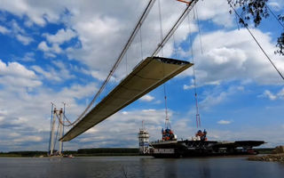 Cum progresează podul peste Dunăre de la Brăila: a fost montat mai bine de jumătate din tablier