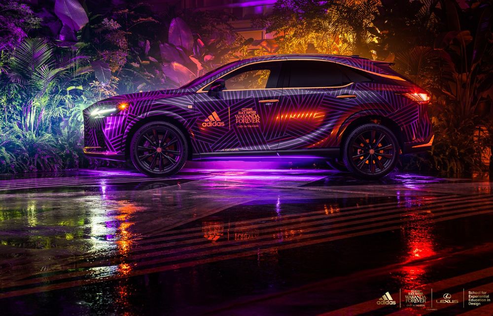 Lexus prezintă un exemplar unicat al lui RX 500h, inspirat din filmul Black Panther. Mașina, creată în colaborare cu Adidas - Poza 3