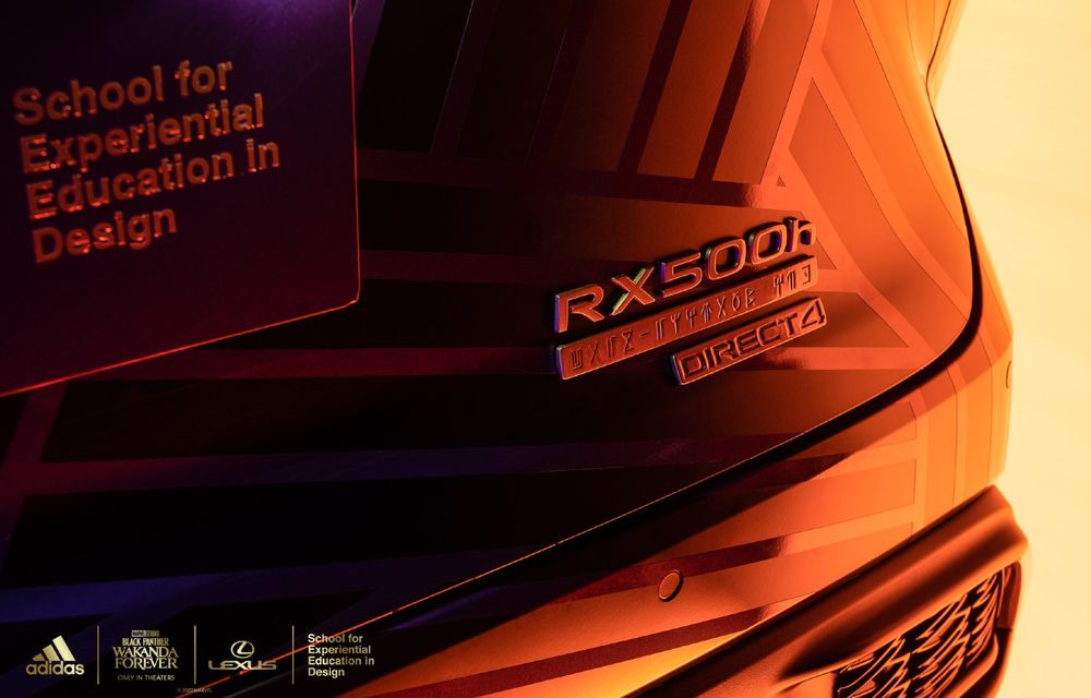 Lexus prezintă un exemplar unicat al lui RX 500h, inspirat din filmul Black Panther. Mașina, creată în colaborare cu Adidas - Poza 5