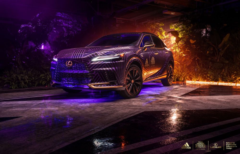 Lexus prezintă un exemplar unicat al lui RX 500h, inspirat din filmul Black Panther. Mașina, creată în colaborare cu Adidas - Poza 1