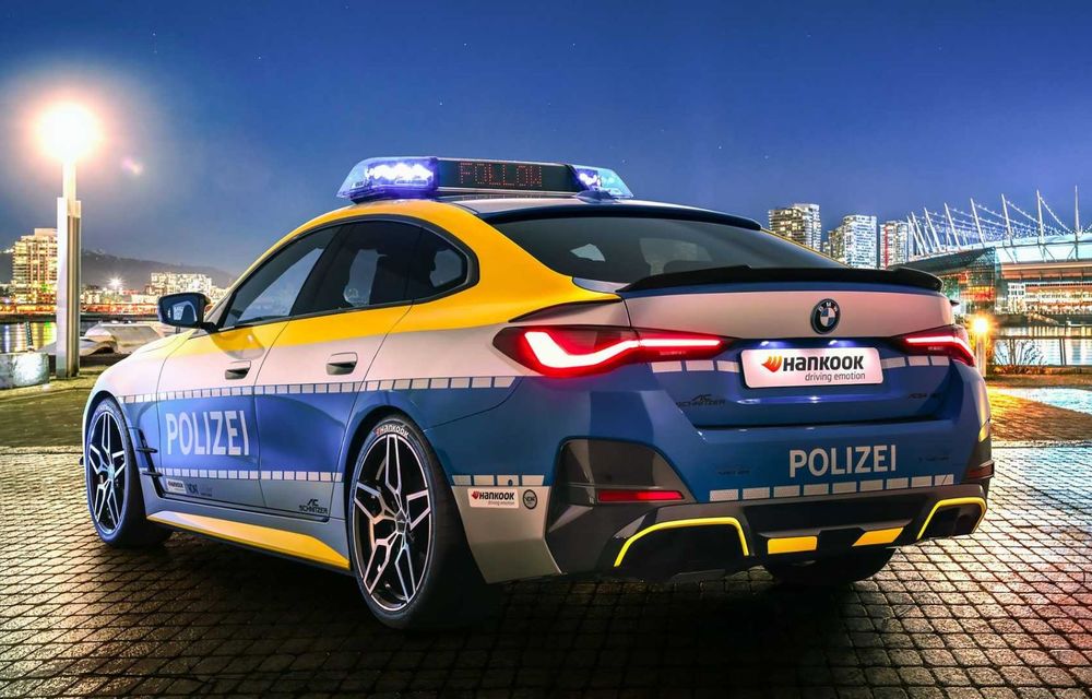 BMW i4 ajunge mașină de poliție. Electrica a fost pregătită de AC Schnitzer - Poza 13